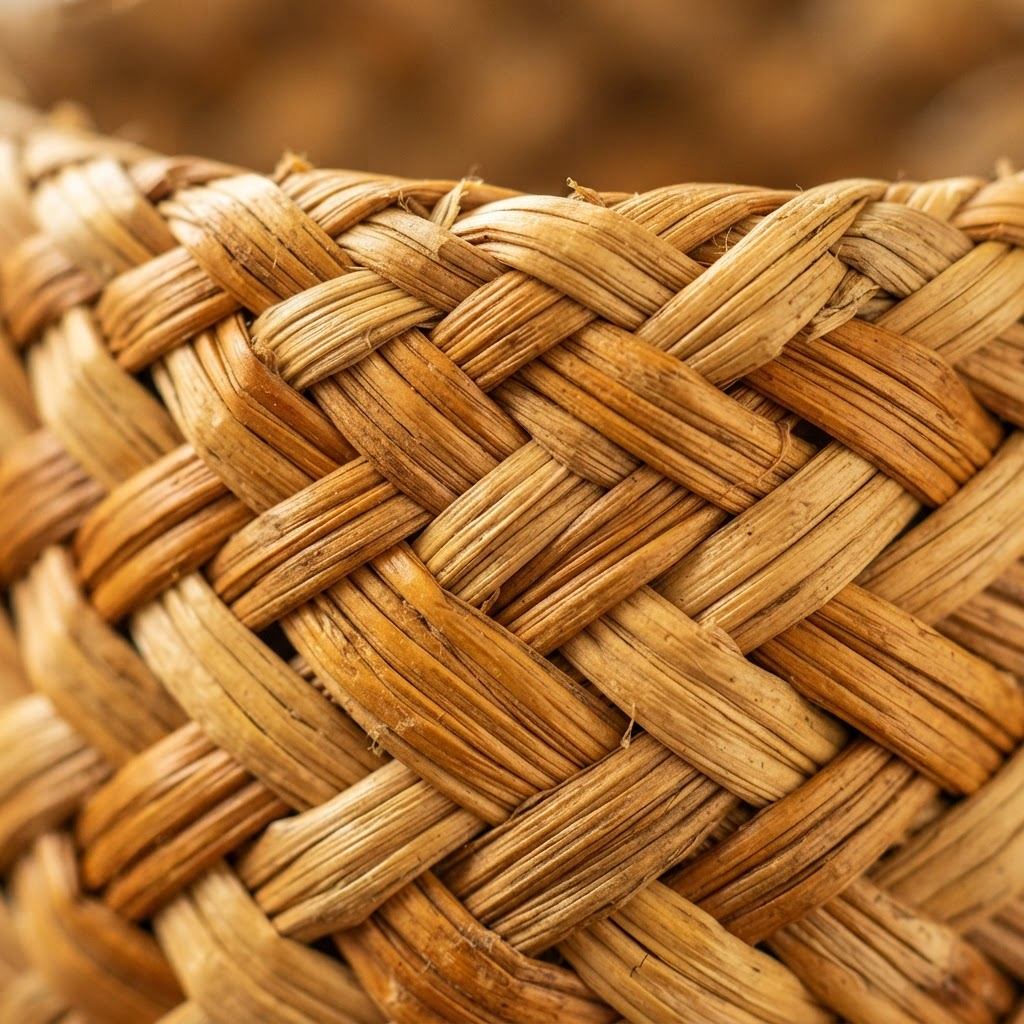 Textura em close de fibra de junco trançada