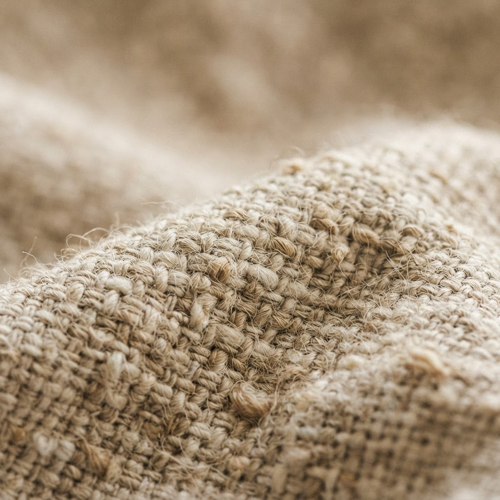 Textura em close de tecido de linho natural